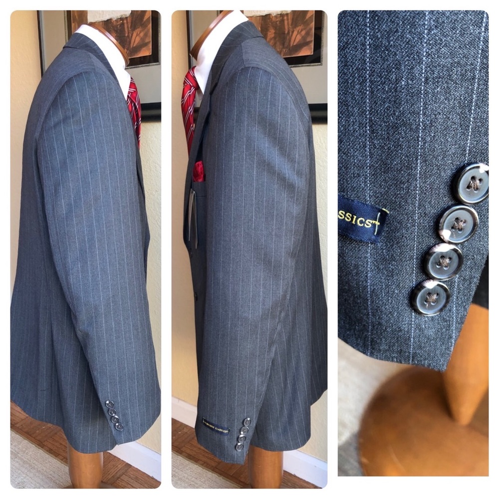 NEW Cambridge Classics 2 Pc Charcoal Pinstripe 40R - Picture 11 of 16